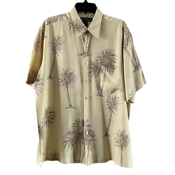 Tori Richards Palm Tree‎ Print 100% Silk Shirt - Picture 1 of 4